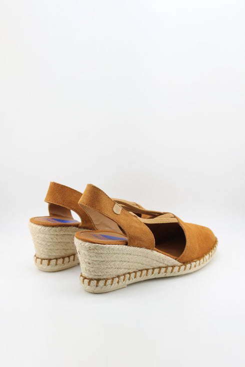 Verbenas Suede Espadrille Wedge Slingback Sandals